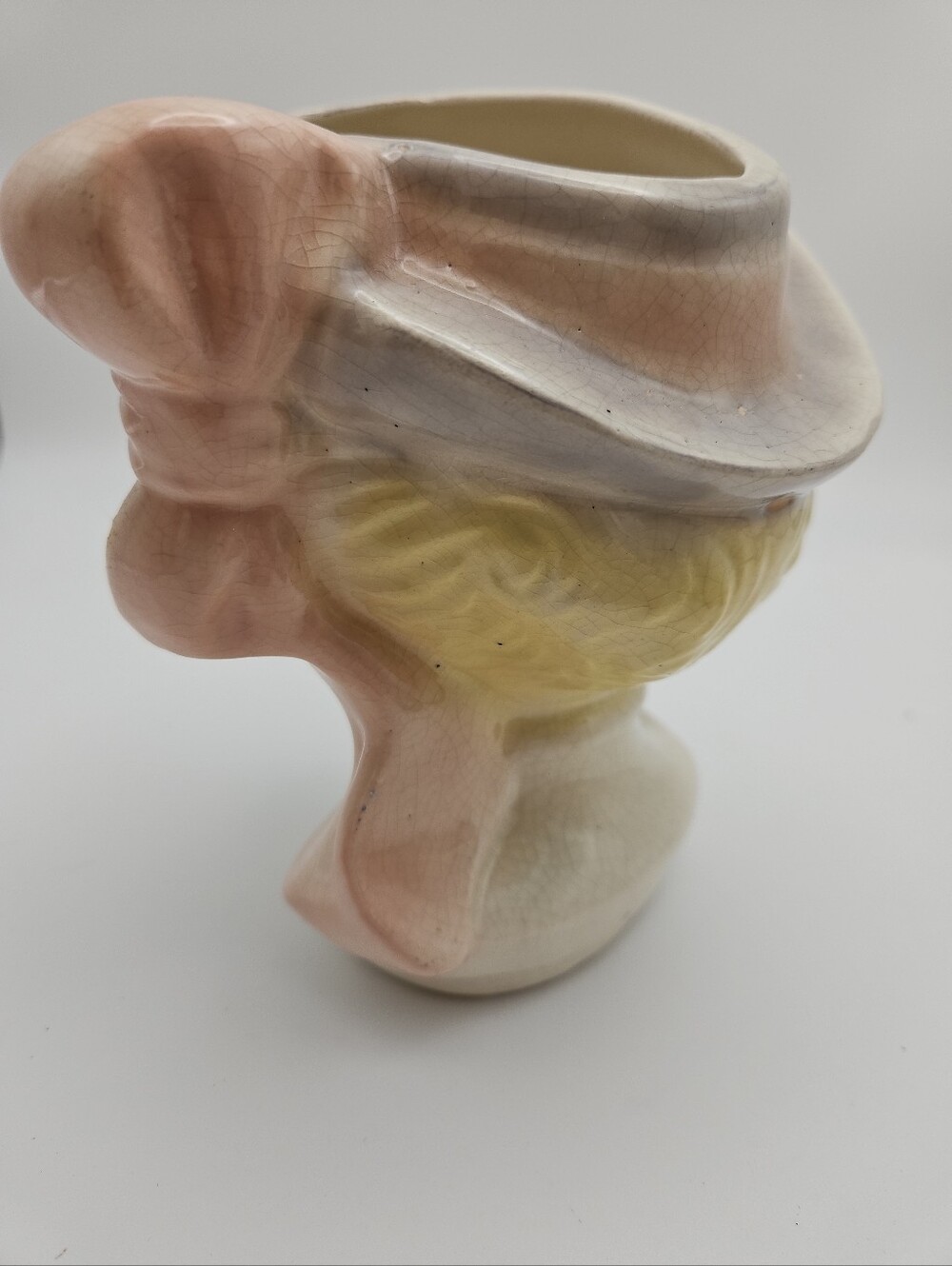 Vintage Lady Head Vase Riding Outfit Hat 6.5" Unmarked - Picture 6 of 9